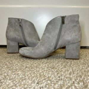 Via Spiga grey suede block heel bootie. Size 8.